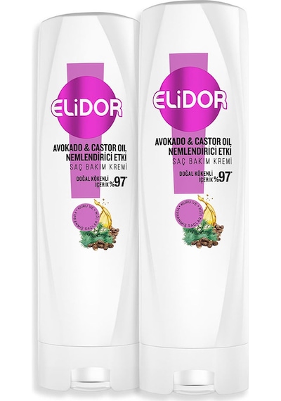 Elidor Avokado ve Castor Oil Nemlendirici Etki Saç Bakım Kremi 2 x 350 ML