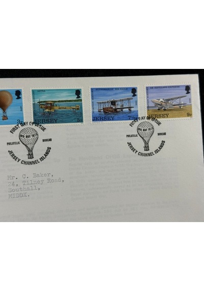 1973 Jersey Havacılık Temalı İlk Gün Zarfı Jersey Aviation History Fdc  Teşhir Ürün