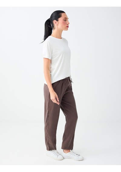 Jimmy Key Jimmy Key Acı Kahve Normal Paça Yüksek Bel Modal Dokuma Pantolon 6sw186563803 Acı Kahverengi