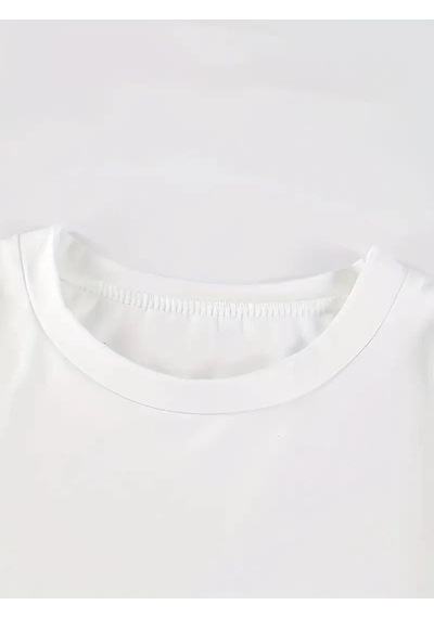 Kadın New York Baskılı Tişort Kısa Kol Bisiklet Yaka T-shirt - Beyaz