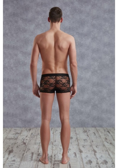 Doreanse Erkek Siyah Dantelli Çiçek Desenli Mini Paça Transparan Boxer 1952 Çok Renkli