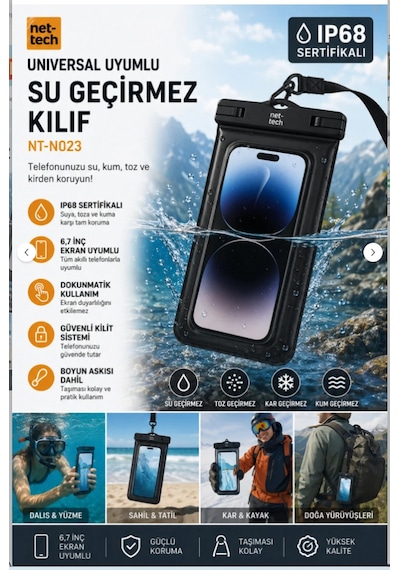 Yüksek Kalite Tüm Telefonlara Uyumlu Ip68 Yağmur Su Geçirmez Waterproof Deniz Havuz Altı Geçirmez Siyah