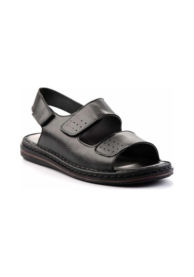 Bambi Siyah Leather Erkek Sandalet E05804022243 Siyah