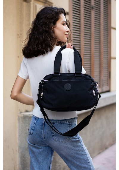 Sanmorris Unisex Krinkıl Kumaş Omuz Ve Çapraz Askılı Siyah Renkli Çanta Siyah