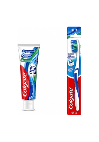 Colgate Üçlü Etki 50 Ml Diş Macunu + Orta Diş Fırçası Avantaj Paketi Diş Eti Bakımı