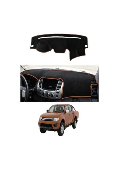 Mitsubishi - L200 2005-2015 Uyumlu Torpido Koruma Kılıfı - Kahverengi Şeritli