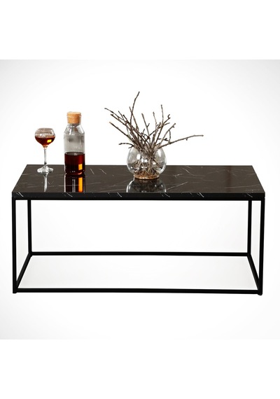Cosco Siyah Mermer Orta Sehpa Metal & Orta Masa Royal/Metal Ayak