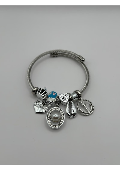 Arnes Jewelry Çelik Silver İncili Bileklik Gümüş