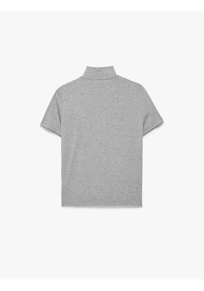 Koton Slim Fit Kısa Kollu Dik Yaka Tişört Gri 6sak50329ek Gri