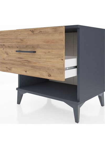 Hyperion Komodin Tek Çekmeceli 60x44x64 Antrasit-çam Antrasit