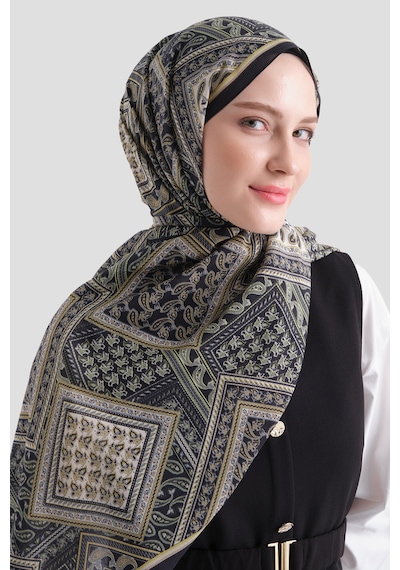 Armine Elegance Pamuk - İpek Şal As464 Siyah-sarı