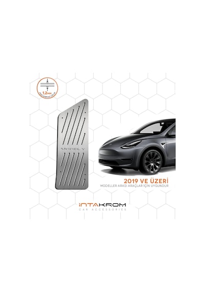 Tesla Model Y Krom Ayak Dinlendirme Pedalı - 2019 Ve Üzeri Düz Çizgili