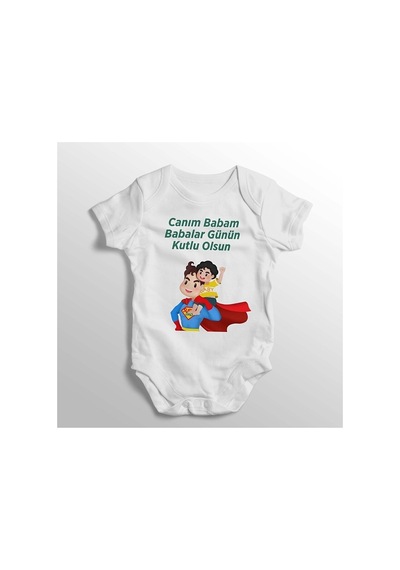 Babylimon Canım Babam Babalar Günün Kutlu Olsun Yazılı Baskılı Bebek Zıbını Beyaz - 132207200 Beyaz