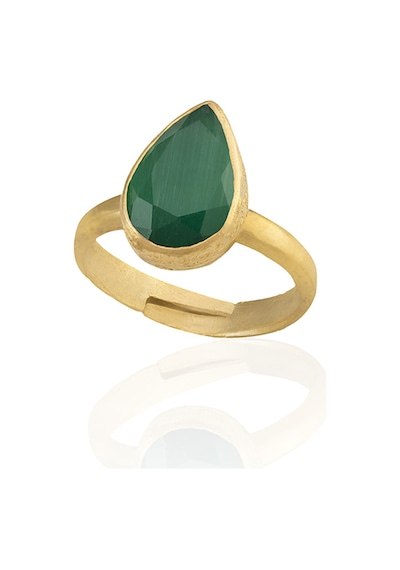 Kadir Jewellery 22 Ayar Altın Kaplama Zirkon Taşlı Ayarlanabilir Kadın Moda Yüzük Ördek Yeşil