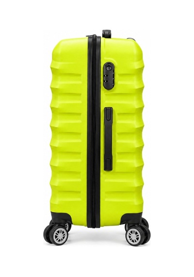 Modafocus Büyük Boy Çizgili Valiz - Neon Yeşil Neon Yeşil