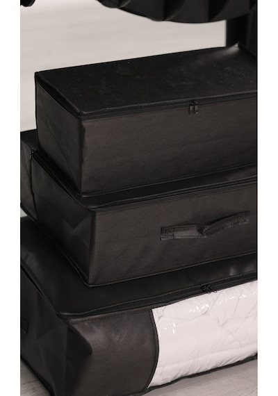 5'li Set 53 X 44 X 21 Cm Baza Altı & Dolap Içi Organizer, Yorgan & Yastık Düzenleyici Hurç Siyah