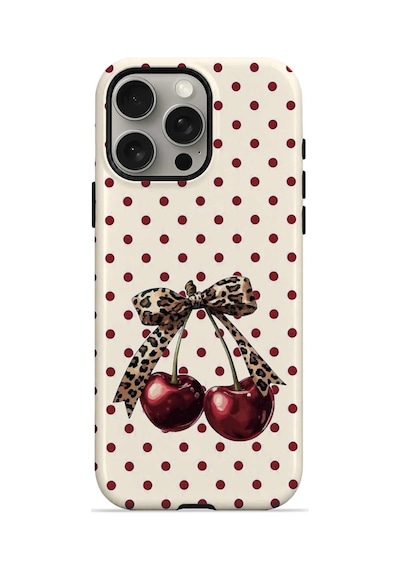 Velvoria Valestra Wild Cherry Bow Apple iPhone Uyumlu 15 Pro Darbe Korumalı Kılıf Valestra Select - Wild Cherry Bow