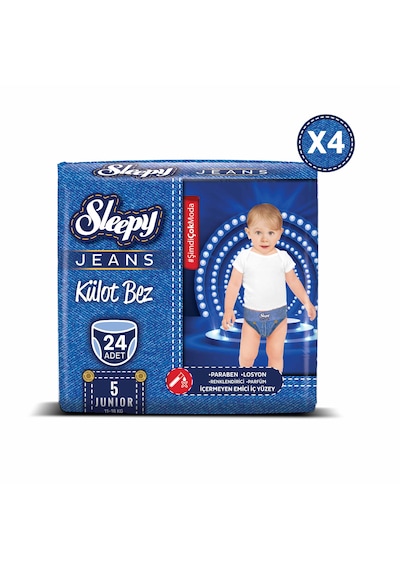 Sleepy Jeans Külot Bez 5 Numara Junior 4’lü Jumbo 96 Adet