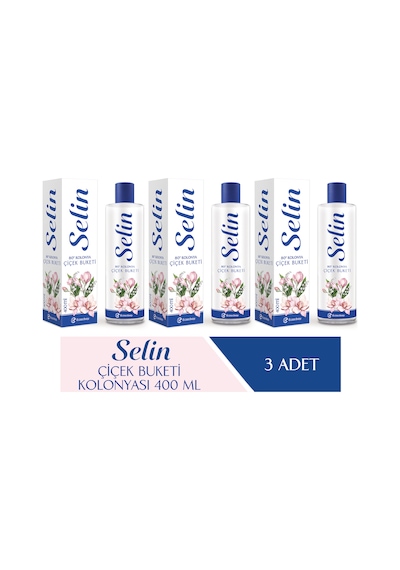 Selin Parfümlü Kolonya Çiçek Buketi 400 ML 3'lü