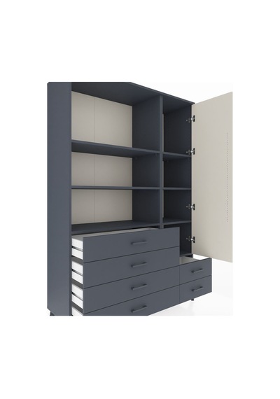 Hyperion Dolap 7 Raflı 6 Çekmeceli Tek Kapaklı 132x44x195 Antrasit-aytaşı/antrasit Aytası/antrasıt Hyperion Dolap 7 Raflı 6 Çekmeceli Tek Kapaklı 132x44x195 Antrasit-aytaşı/antrasit Aytası/antrasıt