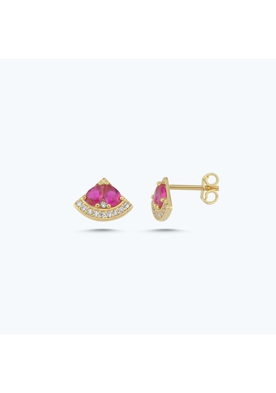 Altınbaş Pembe Taşlı Altın Damla Küpe Akp0222-y-25649-p Çok Renkli