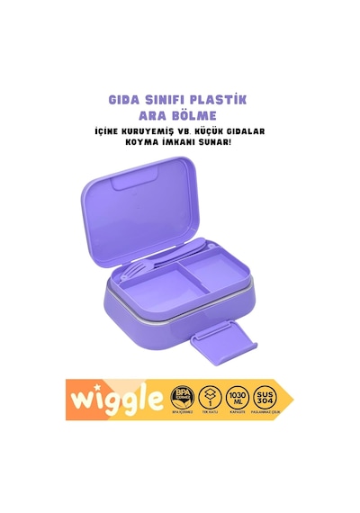 Wiggle Bento 1030ml Lunchbox Tek Katlı 2 Bölmeli Paslanmaz Çelik Sefer Tası Yemek Kutusu Diğer
