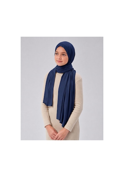 Sonbaharmoda Kız Çocuk Penye Şal, Viskon Likralı, 60x150 Cm, 10-12 Yaş, Tesettür Şal. Lacivert