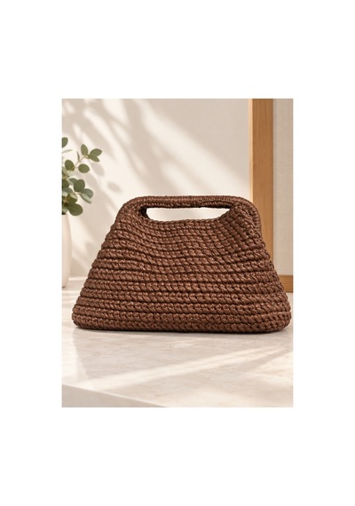 Ceymora Kadın El Emeği Portföy Clutch El Çantası Kahverengi Kahverengi
