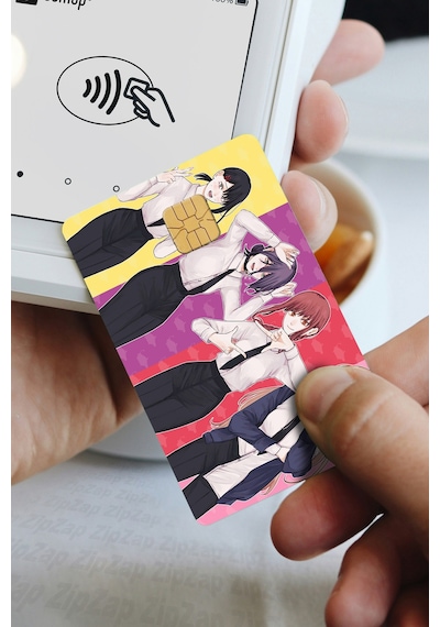 Chainsaw Man Kart Kaplama Anime Sticker 8 Adet Çok Renkli