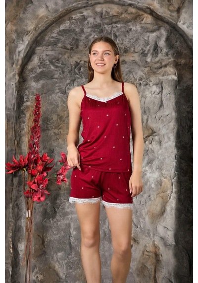 Sude Charme Kadın Pegasus Kumaş İp Askılı Şortlu Pijama Takımı K300/371 -1 Adet 001