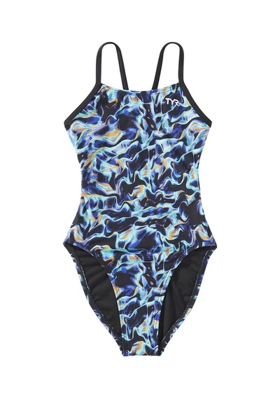 Tyr Durafast Elite Cutoutfit Kız Çocuk Mayo - Energia Mavi - Siyah