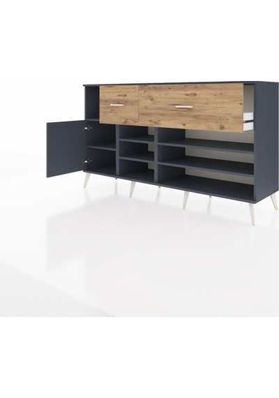 Hyperion Konsol 6 Raflı 2 Çekmeceli Tek Kapaklı 176x44x99 Antras Antrasit-antrasit/çam Hyperion Konsol 6 Raflı 2 Çekmeceli Tek Kapaklı 176x44x99 Antras Antrasit-antrasit/çam