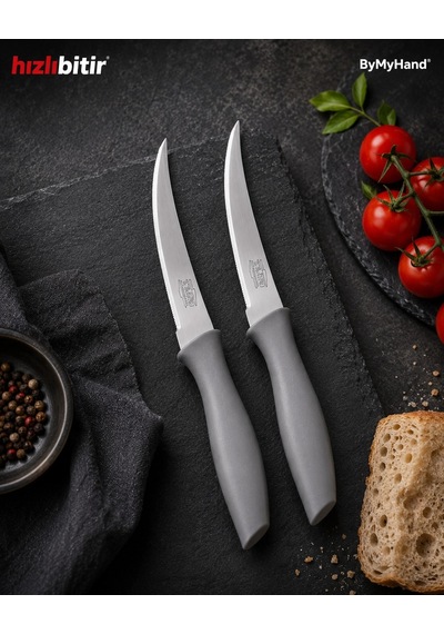 Bymyhand Paslanmaz Çelik Füme Meyve Bıçağı Soyma Bıçağı Dilimleme Bıçağı 2'li Set