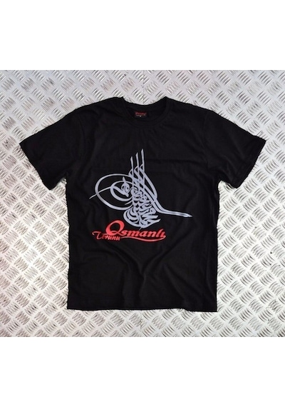 Stoned&Fame Unisex Siyah Osmanlı Tuğrası Baskılı T-shirt SIYAH