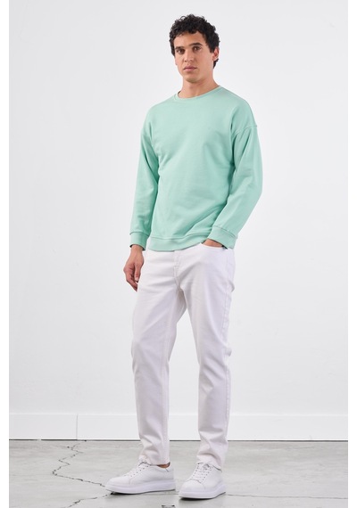 Dufy Mint Yeşili Bisiklet Yaka Regular Fit Erkek Sweatshirt Mint Yeşili