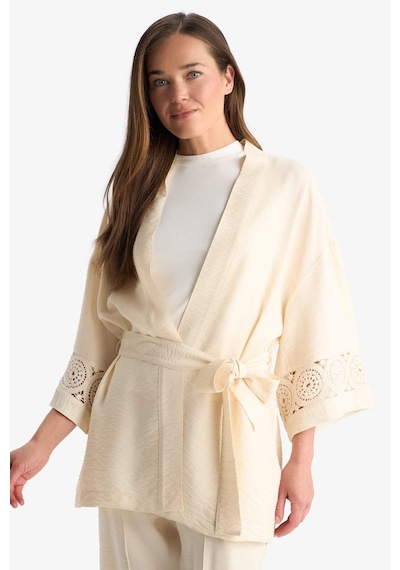 DeFacto Regular Fit Uzun Kollu Kuşaklı Kimono F0986AX25SMBG677