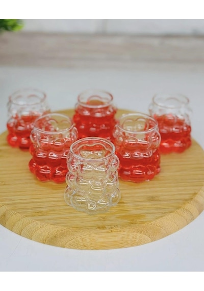 Lexroo 75 Ml 6'lı Üzüm Bardak Seti, Bubble Bardak, Bulut Bardak, Kahve Yanı Sunum Bardağı Çok Renkli