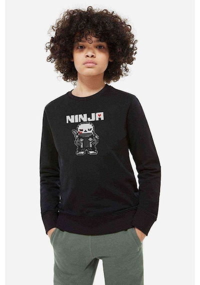 Tshirthane Undertale Ninja Baskılı Unisex Çocuk Siyah Sweatshirt Siyah