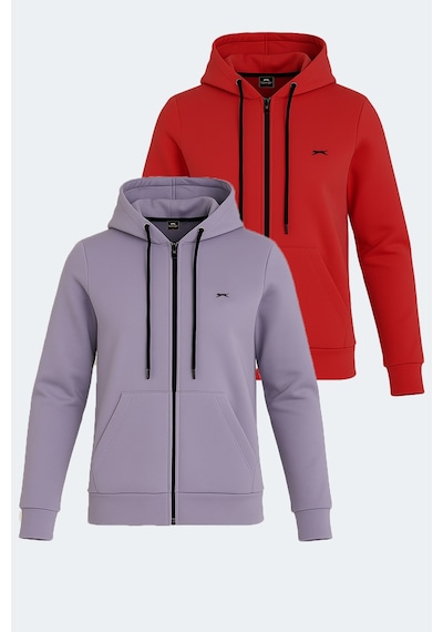 Slazenger Katya 2 Li Set Kadın Kırmızı - Lila Sweatshirt Kırmızı - Lila