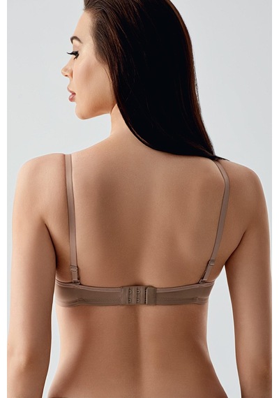 New Bra Kadın B Kap Desteksiz Basic Saten Görünümlü Sütyen Cappuccino 7025 Cappuccino