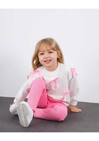 Miniko Kids Kız Çocuk Bayramlık Fiyonk Detaylı 2li Takım Pembe