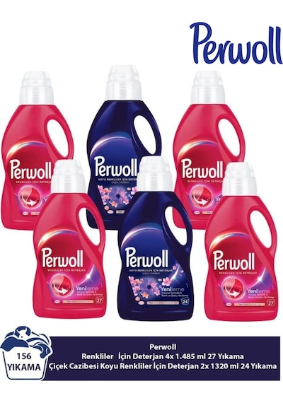 Renkliler 4x1.485 Ml 27 Yıkama Çiçek Cazibesi Koyu Renkler2x1.320 Ml 24yıkama 6'lı Set 156 Yıkama set-hnkdtj-5261-6212 1400 ML