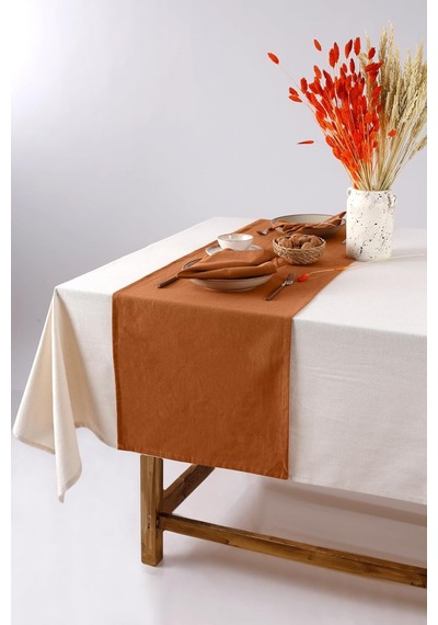 Premium Keten Runner 40 X 150 Cm Tarçın Çok Renkli