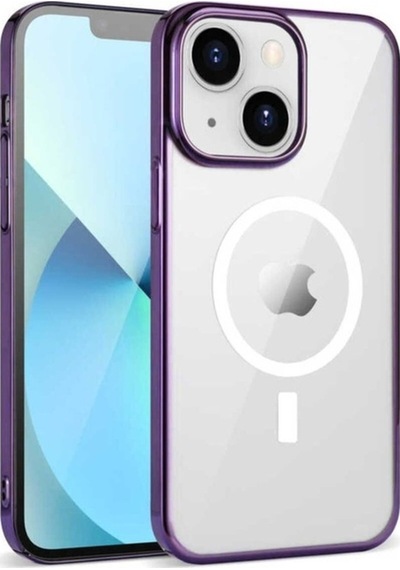 Apple Uyumlu iPhone 14 Plus Kılıf Zore Wireless Şarj Özellikli Pixel M-safe Kapak Derin Mor