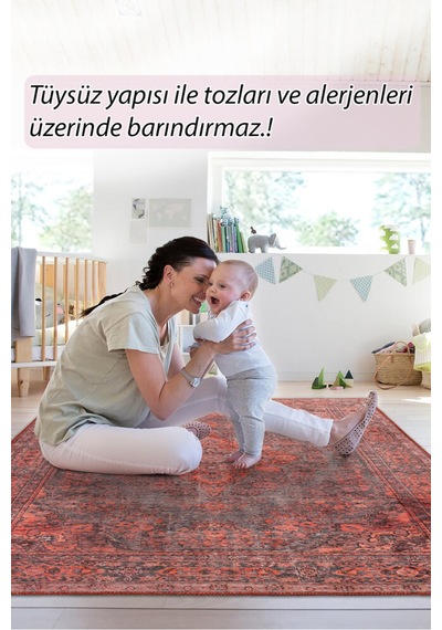 Foldy Şönil Dokuma Pamuk Polyester Halı Fl16 Kırmızı 3