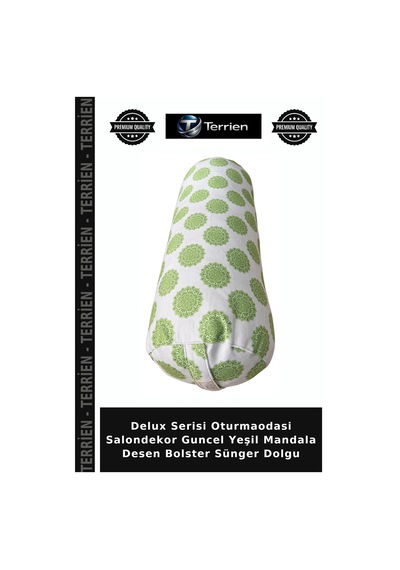 Premium Yeşil Mandala Desen Bolster Sünger Dolgu Desenli Oturmaodasi Guncel