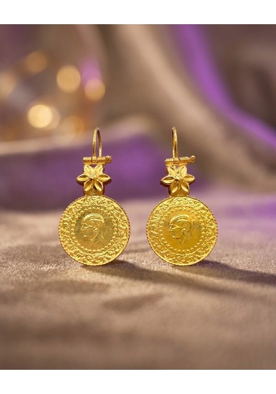 22 Ayar Altın Küpe Çeyrekli Takoz 5.93gr - K01097