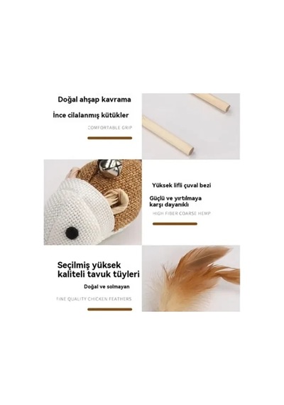 Zenviya21 Doğal Jut Fare Sembollü Kedi Oltası Zenya785