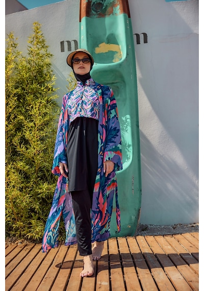 Remsa Morika Desenli Şifon Kimono Pareo Rms-rp028-26 Mor