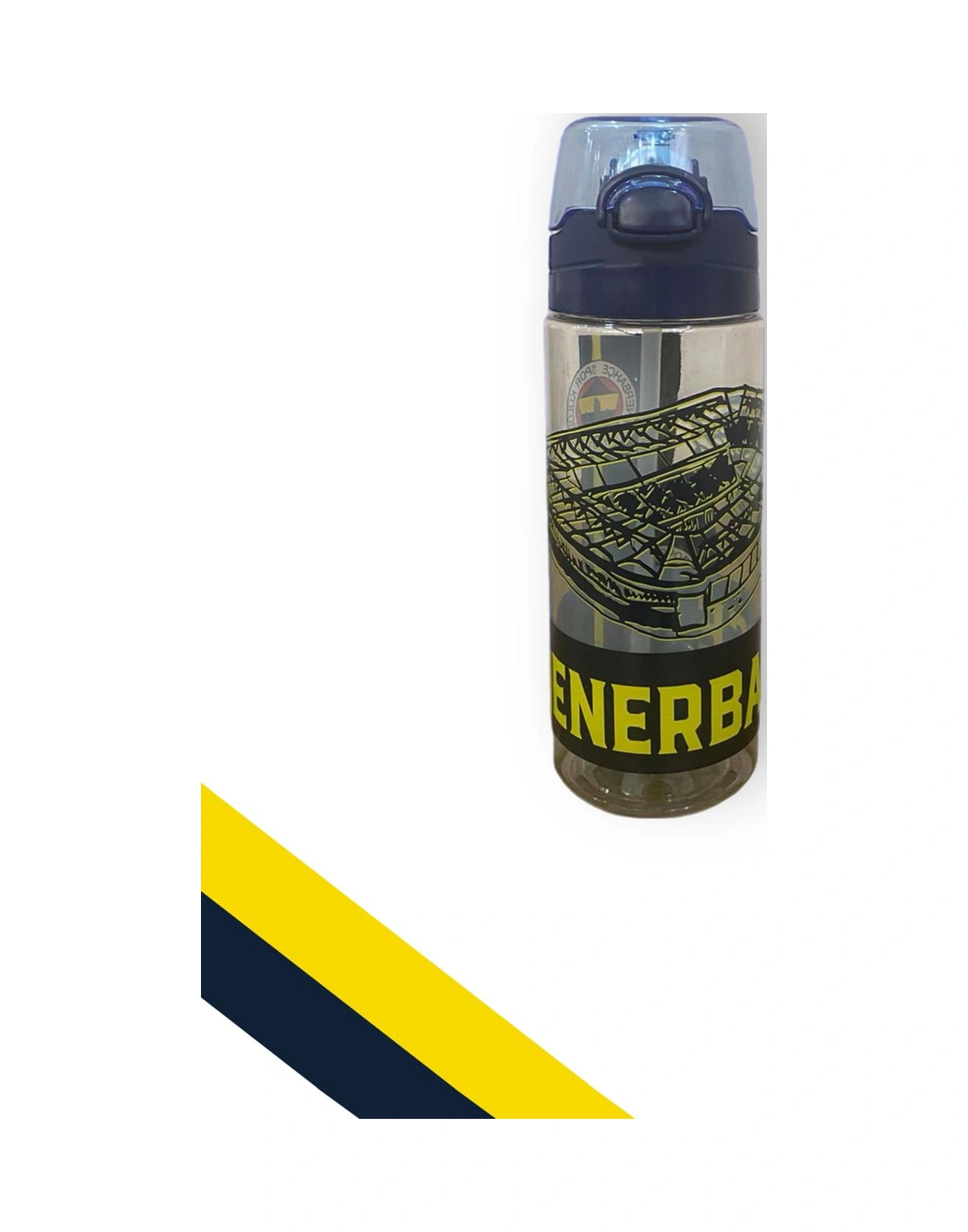 Fenerbahçe Taraftar Şeffaf Stad Figürlü 500 Ml Pipetli Suluk Matara Lacivert